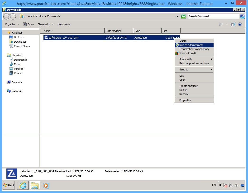 Practice Labs screenshot.